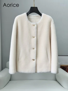 Aorice Winter Warm Genuine Wool Fur Naujo dizaino paltas Mada Elegantiška minkšta striukė CT337