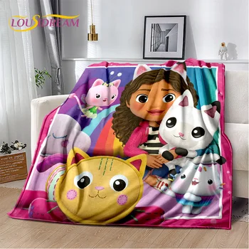 Miela Gabbys lėlių namelio animacinė antklodė, minkšta antklodė namų miegamajam Lova Sofa Piknikas Kelionės Biuro poilsio dangtelio antklodės dovana