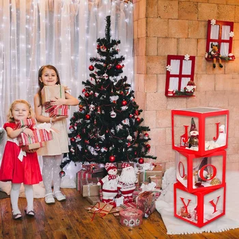 Kalėdinės dekoracijos Didelė raudona skaidri džiaugsmo dėžutė Džiaugsmo blokai Dekoracijos šventinių vakarėlių dekoracijoms, namų dekoras Patvarus