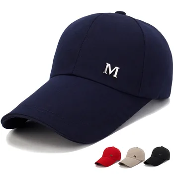Pavasario vasaros metalo raidė M Beisbolo kepuraitė Mada Suaugusiųjų lauko Snapback sportinės kepurės Moterys Vyrai Long Brim Hip Hop Sunshade Hat