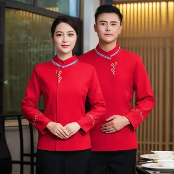 Viešbučio maitinimas Padavėjos darbo drabužiai Moterų naujojo kinų restorano ilgomis rankovėmis Restorano fojė Drabužiai Ruduo ir žiema