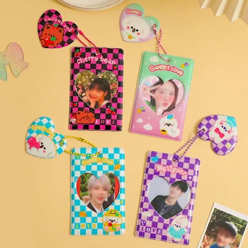 Korėjos šaškių lentos kortelė Uždara širdies grandinė Neperšlampamas dėklas Kpop Idol foto kortelės raktų pakabukas Mokyklos raštinės reikmenys