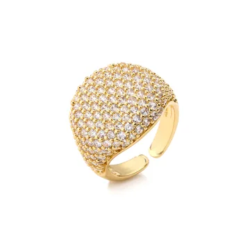 Naujas žiedas Moteriškas 18k paauksuotas spalvingas krištolo cirkonis ovalus reguliuojamas žiedas Populiari mados papuošalų poros dovana