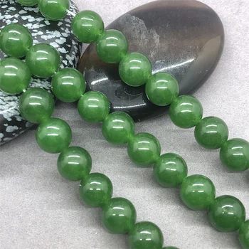 Natūralus akmuo Tamsiai žalias jaspis Laisvi karoliukai papuošalams gaminti 