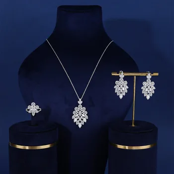 New Pop AAA Cubic Zirconia Jewelry Necklace Earring For Women's Wedding Party Dubai Bride Aukštos kokybės papuošalai