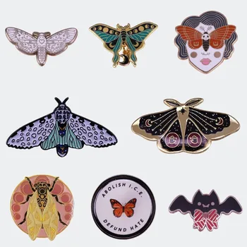 Vabzdžių emalio smeigtukai Custom Moth Cicada šikšnosparnio drugelio sagės Prabangios varinės atvartų ženkliukai Mados papuošalai Dovanų lašas Siuntimas