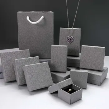 24-Pack Luxury White Black Grey Papuošalų pakavimo dėžutė Popierinis žiedas Auskarai Vėrinys Pakabukas Papuošalų saugykla Organizatorius Dovanų dėžutė