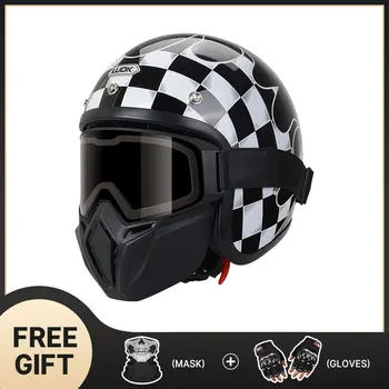 Retro šalmas Motociklininko šalmas DOT Patvirtintas vokiškas senovinis capacete moto šalmas Atviras veidas Paspirtukas motos accessoires Motociklininkas