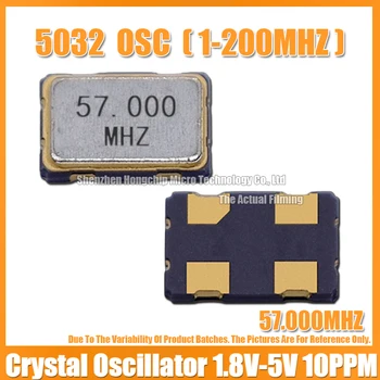 (5PCS) 5032 57M 57MHZ 57.000MHZ Aktyvus kristalų osciliatorius SMD-4 OSC 5.0*3.2mm Kristalinis osciliatorius Laikrodis Osciliatoriai 1.8V 3.3V 5V
