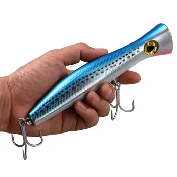 1vnt 120g Popper Fishing Lure Saltwater GT Offshore Big Game Top Water Tuna Lures Popper Floating Lure With VMC Hooks