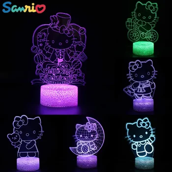 Kawaii Hello Kitty 3D LED naktiniai žibintai Anime figūrėlės Animaciniai staliniai šviestuvai Vaikiški žaislai Stalinė lempa Namų dekoras Miegamasis Dekoratyvinės lempos