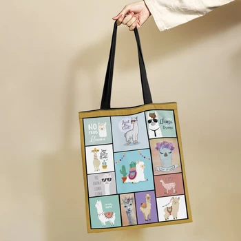 Yikeluo sulankstomas pirkinių krepšys Alpakos animacinis filmas Alpakos daugkartinio naudojimo pirkinių krepšys Didelės talpos plaunamas bakalėjos krepšys raktų knygų krepšys
