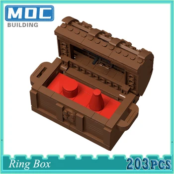 MOC statybiniai blokai Skrynios žiedo dėžutės dovanų kaladėlių modelis Valentino sužadėtuvių vestuvinio žiedo dėžutė 