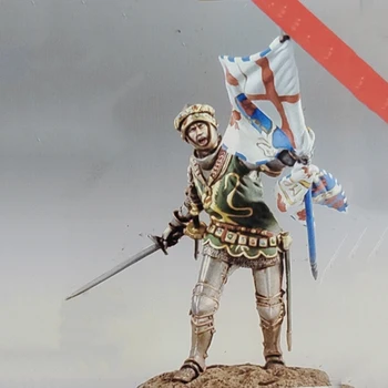 Dervos kareivis 1/32 Senovės viduramžių kampanijos stendo vėliavnešys Modelis Unassambled Nedažytos figūros konstravimo rinkinys